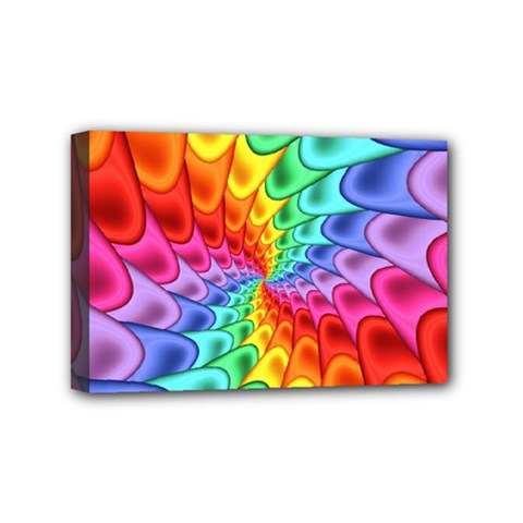 Psychedelic Rainbow Spiral Mini Canvas 6  x 4  (Stretched) from ArtsNow.com