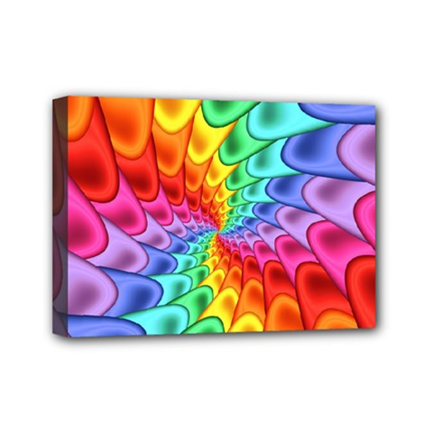 Psychedelic Rainbow Spiral Mini Canvas 7  x 5  (Stretched) from ArtsNow.com