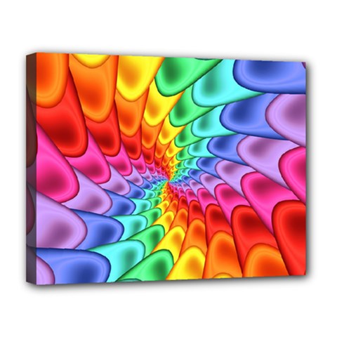 Psychedelic Rainbow Spiral Canvas 14  x 11  (Stretched) from ArtsNow.com