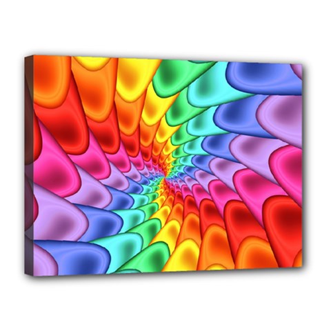 Psychedelic Rainbow Spiral Canvas 16  x 12  (Stretched) from ArtsNow.com