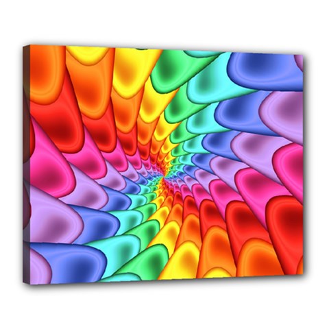 Psychedelic Rainbow Spiral Canvas 20  x 16  (Stretched) from ArtsNow.com