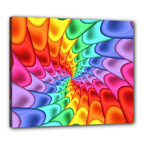 Psychedelic Rainbow Spiral Canvas 24  x 20  (Stretched) from ArtsNow.com