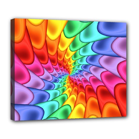 Psychedelic Rainbow Spiral Deluxe Canvas 24  x 20  (Stretched) from ArtsNow.com