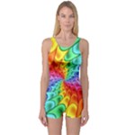 Psychedelic Rainbow Spiral One Piece Boyleg Swimsuit