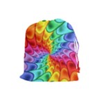 Psychedelic Rainbow Spiral Drawstring Pouch (Large)