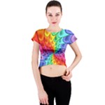 Psychedelic Rainbow Spiral Crew Neck Crop Top