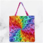 Psychedelic Rainbow Spiral Grocery Tote Bag