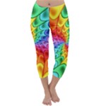 Psychedelic Rainbow Spiral Capri Winter Leggings 