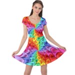 Psychedelic Rainbow Spiral Cap Sleeve Dress