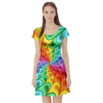 Psychedelic Rainbow Spiral Short Sleeve Skater Dress