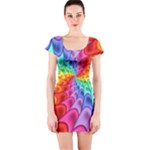 Psychedelic Rainbow Spiral Short Sleeve Bodycon Dress