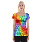 Psychedelic Rainbow Spiral Women s Cap Sleeve Top