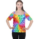 Psychedelic Rainbow Spiral Women s Cutout Shoulder Tee