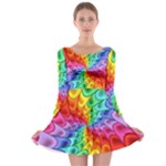 Psychedelic Rainbow Spiral Long Sleeve Skater Dress