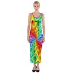 Psychedelic Rainbow Spiral Fitted Maxi Dress