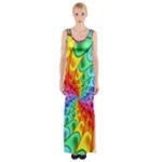 Psychedelic Rainbow Spiral Maxi Thigh Split Dress