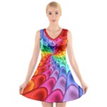 Psychedelic Rainbow Spiral V-Neck Sleeveless Dress