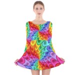 Psychedelic Rainbow Spiral Long Sleeve Velvet Skater Dress