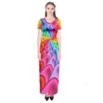 Psychedelic Rainbow Spiral Short Sleeve Maxi Dress