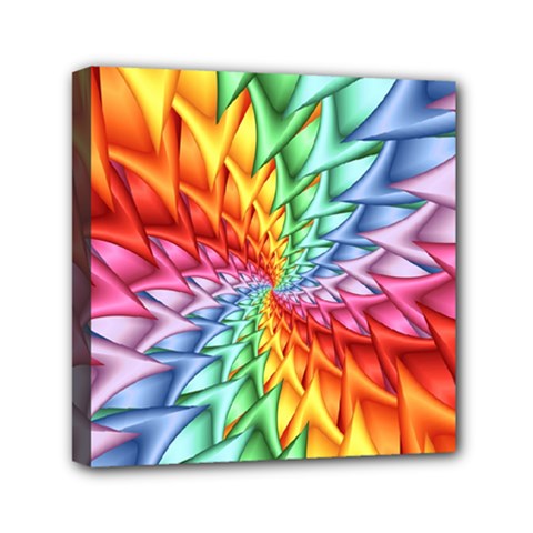 Psychedelic Rainbow Spiral Mini Canvas 6  x 6  (Stretched) from ArtsNow.com