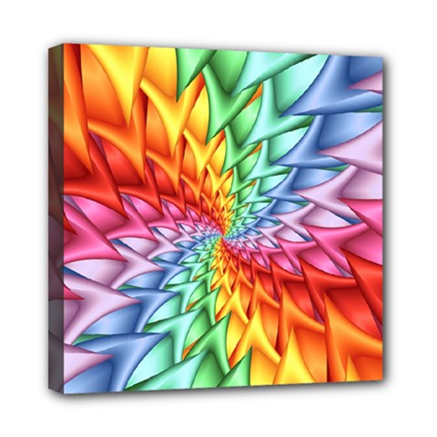 Psychedelic Rainbow Spiral Mini Canvas 8  x 8  (Stretched) from ArtsNow.com