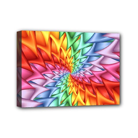 Psychedelic Rainbow Spiral Mini Canvas 7  x 5  (Stretched) from ArtsNow.com