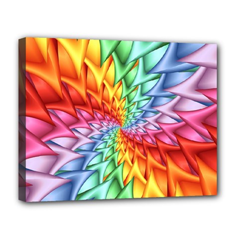 Psychedelic Rainbow Spiral Canvas 14  x 11  (Stretched) from ArtsNow.com