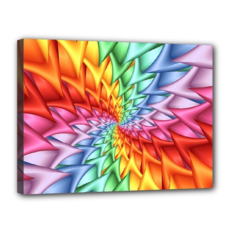 Psychedelic Rainbow Spiral Canvas 16  x 12  (Stretched) from ArtsNow.com