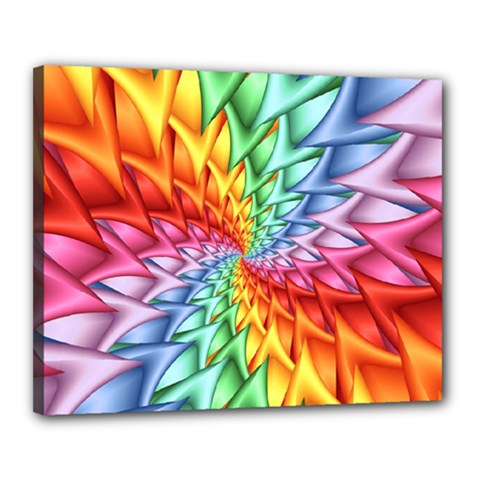 Psychedelic Rainbow Spiral Canvas 20  x 16  (Stretched) from ArtsNow.com