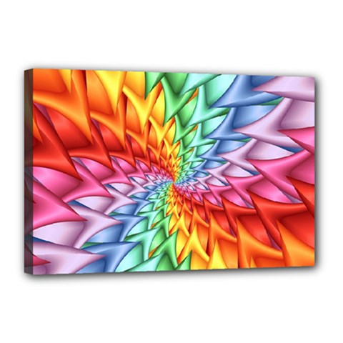 Psychedelic Rainbow Spiral Canvas 18  x 12  (Stretched) from ArtsNow.com