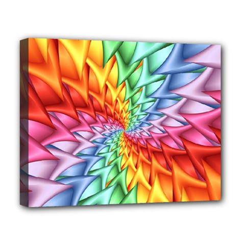 Psychedelic Rainbow Spiral Deluxe Canvas 20  x 16  (Stretched) from ArtsNow.com