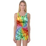 Psychedelic Rainbow Spiral One Piece Boyleg Swimsuit