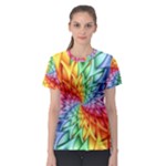 Psychedelic Rainbow Spiral Women s Sport Mesh Tee