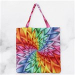 Psychedelic Rainbow Spiral Grocery Tote Bag