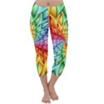 Psychedelic Rainbow Spiral Capri Winter Leggings 