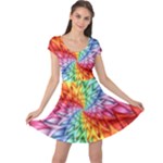 Psychedelic Rainbow Spiral Cap Sleeve Dress