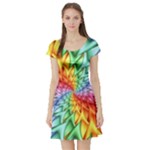 Psychedelic Rainbow Spiral Short Sleeve Skater Dress