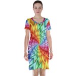 Psychedelic Rainbow Spiral Short Sleeve Nightdress