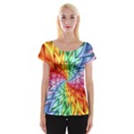 Psychedelic Rainbow Spiral Women s Cap Sleeve Top