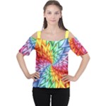 Psychedelic Rainbow Spiral Women s Cutout Shoulder Tee