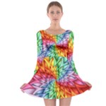 Psychedelic Rainbow Spiral Long Sleeve Skater Dress