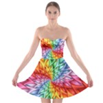 Psychedelic Rainbow Spiral Strapless Bra Top Dress