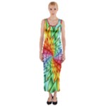 Psychedelic Rainbow Spiral Fitted Maxi Dress