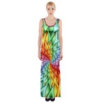 Psychedelic Rainbow Spiral Maxi Thigh Split Dress