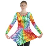 Psychedelic Rainbow Spiral Long Sleeve Tunic 