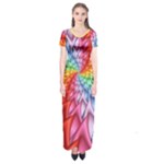 Psychedelic Rainbow Spiral Short Sleeve Maxi Dress