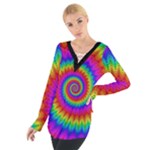 Psychedelic Rainbow Spiral Women s Tie Up Tee