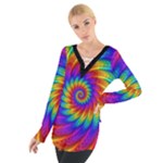 Psychedelic Rainbow Spiral Women s Tie Up Tee