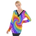 Psychedelic Rainbow Spiral Women s Tie Up Tee