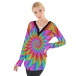 Psychedelic Rainbow Spiral Women s Tie Up Tee